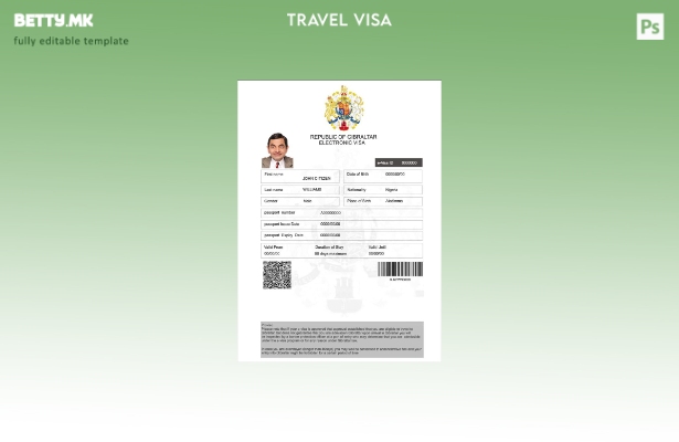 Модерен стилски шаблон за електронска виза Гибралтар